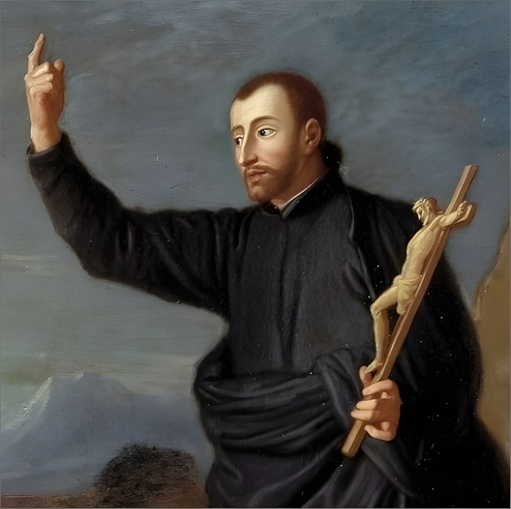 Painting of St. John Francis Regis holding a crucifix