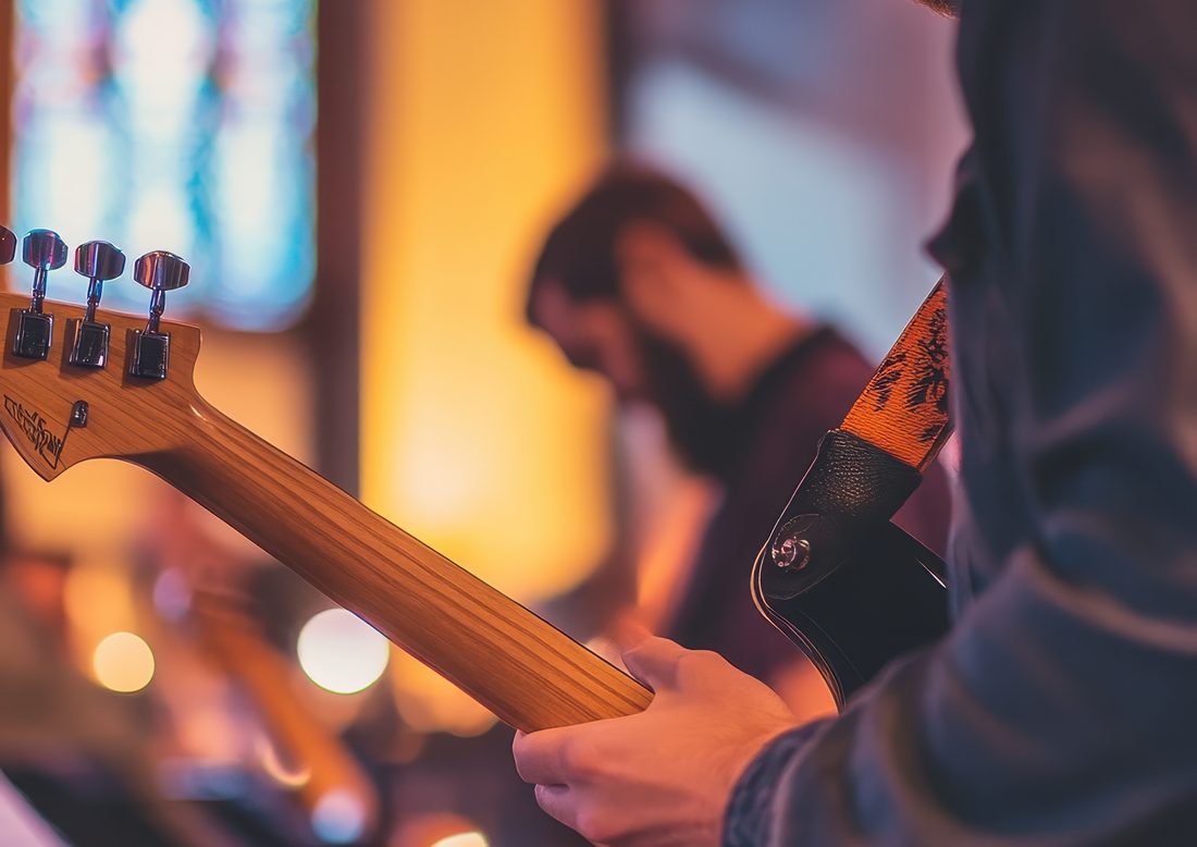 A musician playing guitar