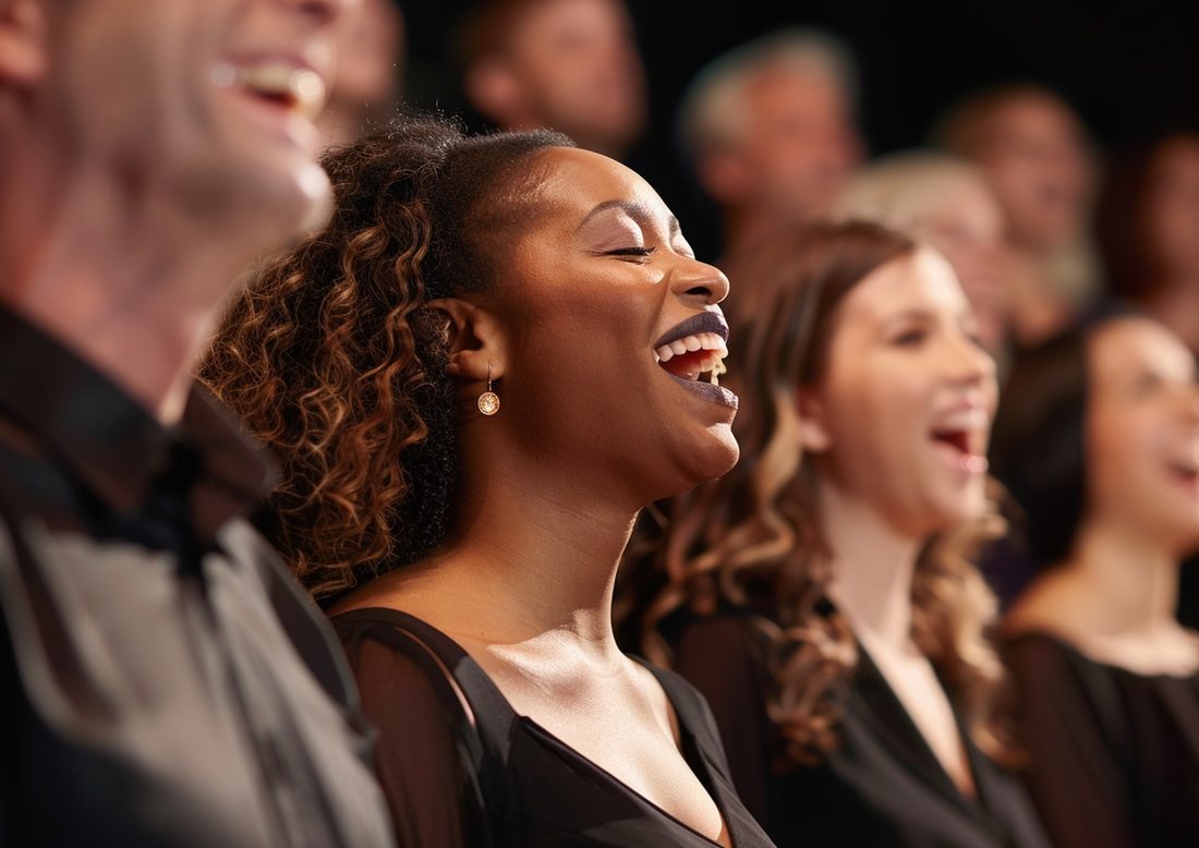 Choir members singing
